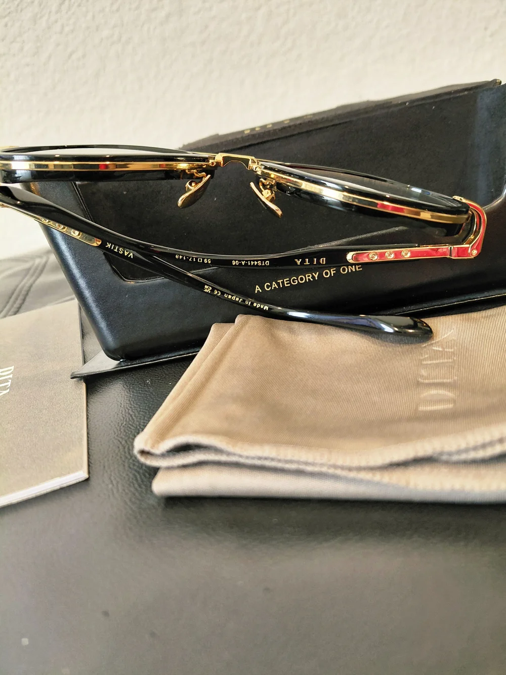 DITA DTS441 Vastik Beta-Titanium Framed Black/Gold Aviator Clear Lens Eyeglasses